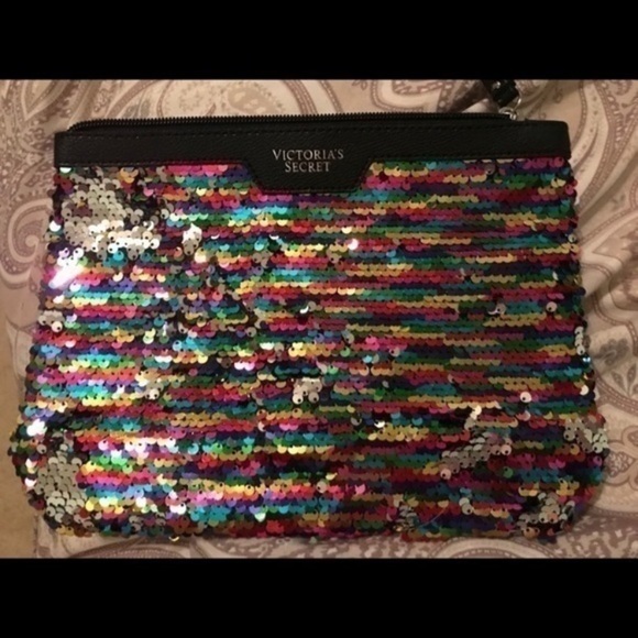 Victoria's Secret Colorful Sequin Cosmetic Bag - Picture 1 of 3